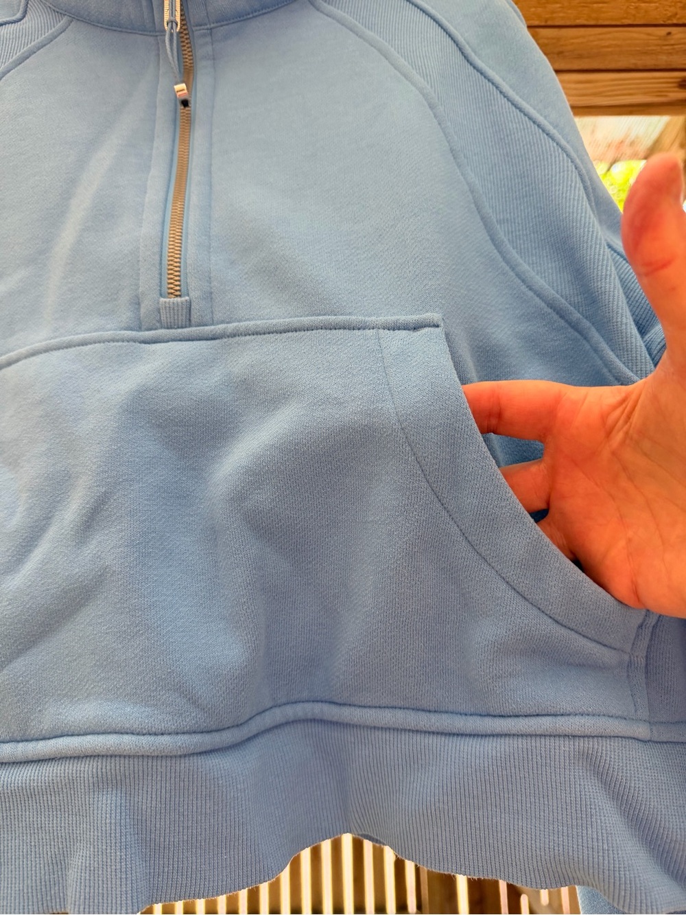 Lululemon Cropped Scuba Blue Funnel Neck Oversized Sweatshirt Pullover - Picture 11 of 17